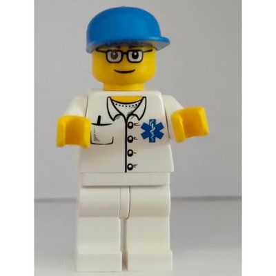Figurine Doctor, White Shirt with Star of Life Logo, Blue Cap, Glasses du set 30000