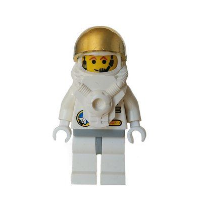 Minifigura Astronaut, White, Light Gray Hips, Helmet with Breastplate and Large Chrome Gold Visor, Headset del set 6463