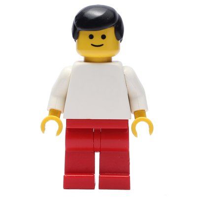Minifiguur White Torso, Red Legs, Black Hair uit set 9707