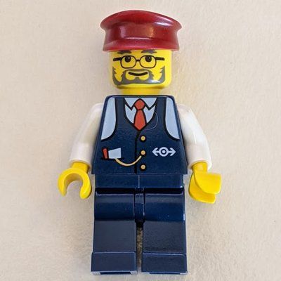 Figurine Conductor - Dark Blue Jacket, Dark Blue Legs, Dark Red Hat, Glasses du set 10133
