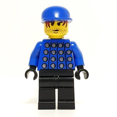 Figurine Soccer Player Goalie Blue Torso with Silver print, Black Legs, Blue Cap du set 3409