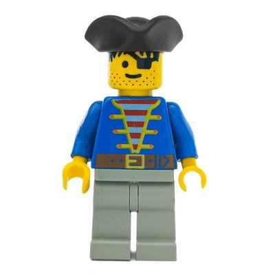 Minifigure Pirate - Blue Jacket, Light Gray Legs, Black Tricorne del set 6279
