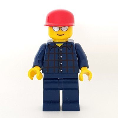 Figurine Man, Dark Blue Plaid Shirt, Dark Blue Legs, Red Cap, Silver Sunglasses du set 3178