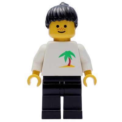 Figurine White Torso, Palm Tree, Black Legs, Black Hair du set 2188