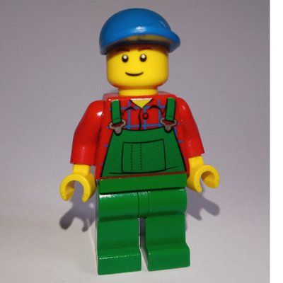 Figurine Man, Green Overalls over Red Shirt, Blue Cap du set 7634