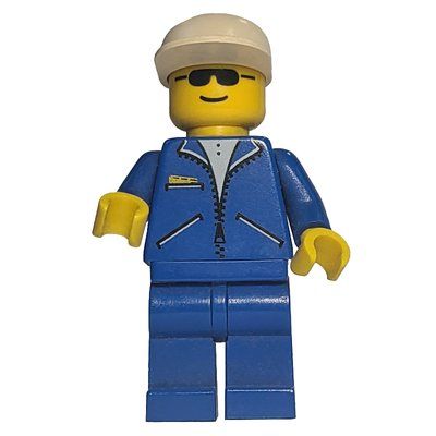 Figurine Man, Blue Jacket with Zipper, Blue Legs, White Cap, Sunglasses du set 6444