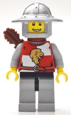 Minifigura Lion Knight, Archer, Wide Brim Helmet, Quiver del set 30062