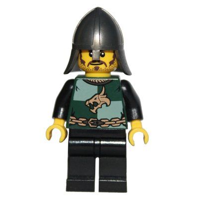 Minifigure Dragon Knight, Dark Green, Pearl Titanium Helmet, Stubble del set 7189