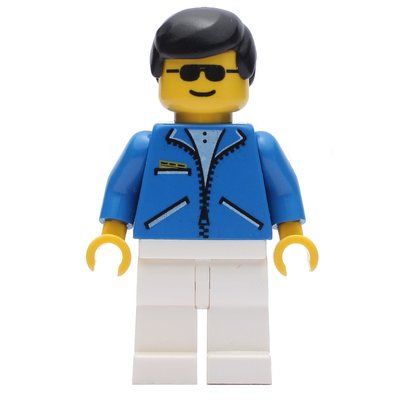 Minifiguur Blue Jacket, White Legs, Black Hair uit set 9684