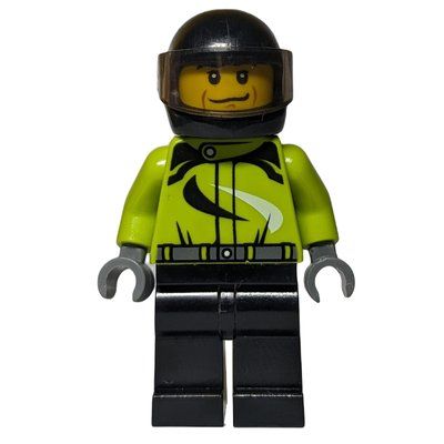 Figurine Racer, Lime and Black Jumpsuit, Black Helmet with Visor du set 60055