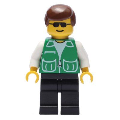 Minifigurka Man, Green Jacket, Black Legs, Sunglasses z zestawu 4158
