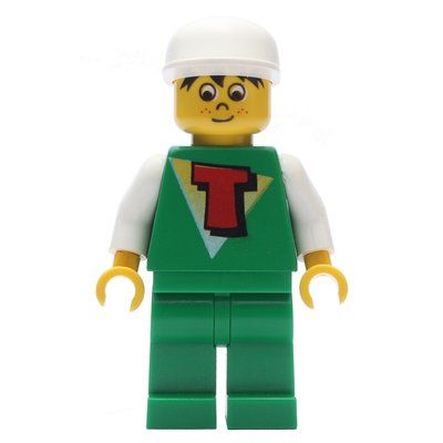 Minifiguur Green Torso with T, Green Legs, White Cap uit set 4271