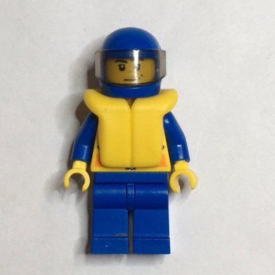 Figurine Coast Guard, Yellow Jacket with Zipper, Radio and Badge, Blue Helmet with Visor, Yellow Life Vest, Stubble du set 4898