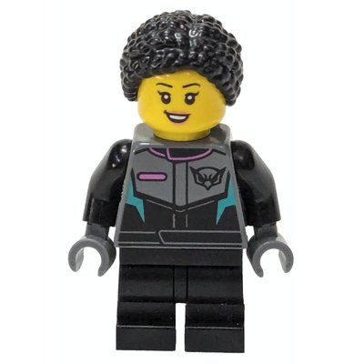 Minifigure Race Driver, Black Racing Suit, Black Hair from set 60406