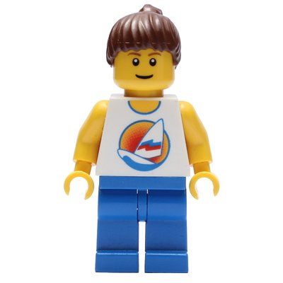 Figurine Lifeguard, White Tank Top with Windsurfer, Blue Legs, Ponytail du set 4937
