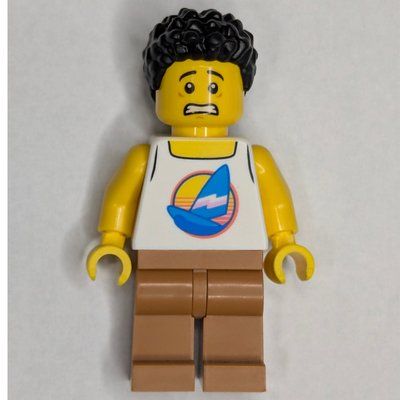 Figurine Man, White Vest, Medium Nougat Legs, Black Hair du set 60410