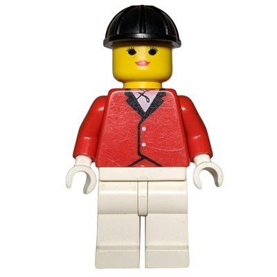Minifigurka Woman, Red Riding Jacket, White Legs, Black Hard Hat z zestawu 6417