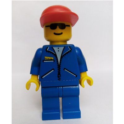Figurine Man, Blue Jacket with Zipper, Blue Legs, Red Cap, Sunglasses du set 6581