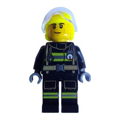 Figurine Firefighter, Black Fire Suit, Vibrant Yellow Helmet du set 60411