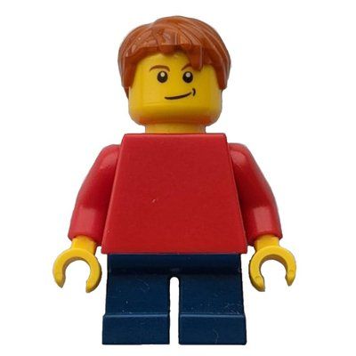 Figurine Boy, Plain Red Torso, Short Dark Blue Legs, Dark Orange Hair du set 7687