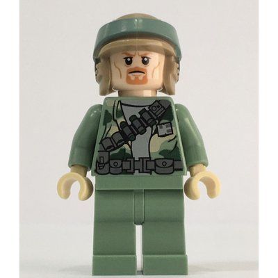 Figurine Rebel Trooper in Endor Uniform, Sand Green Legs, Goatee Beard du set 75023