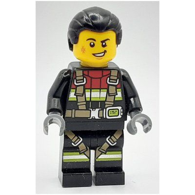 Figurine Firefighter, Black Fire Suit, Black Hair du set 60413