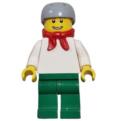Figurine Man, Plain White Torso, Green Legs, Light Bluish Gray Helmet, Red Scarf du set 7687