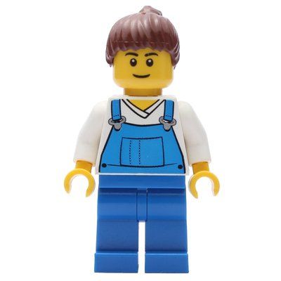 Figurine White Torso, Blue Overall, Reddish Brown Hair du set 9594