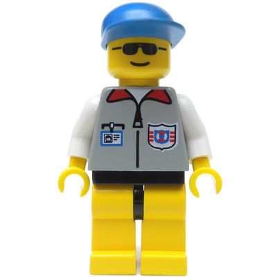 Minifiguur Lifeguard, Light Gray Jacket with Zipper and Badge, Blue Cap, Sunglasses uit set 6518
