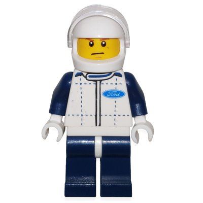 Figurine Race Driver, White Torso, Dark Blue Legs, White Helmet, Ford du set 75871
