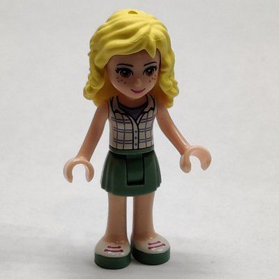 Figurine Naya - White Plaid Top, Sand Green Skirt du set 850967