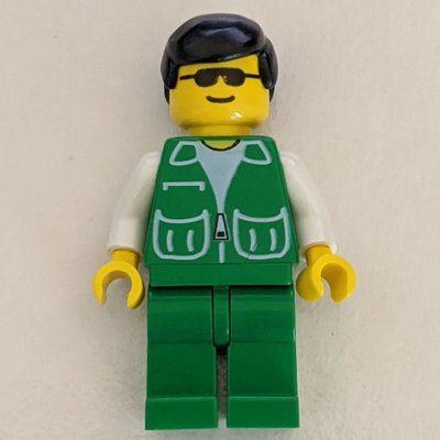 Minifigurka Man, Green Jacket, Green Legs, Black Hair, Sunglasses z zestawu 6487