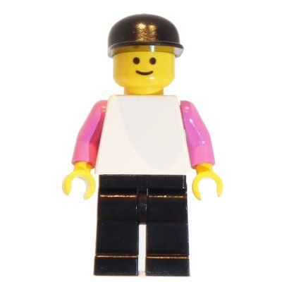 Minifigur White Torso, Dark Pink Arms, Black Legs, Black Cap aus Set 1199