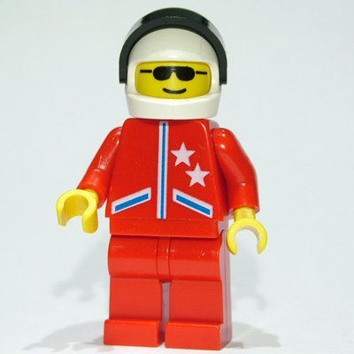 Minifigure Racer, Red Jacket with 2 Stars, White Helmet with Visor, Sunglasses del set 1191