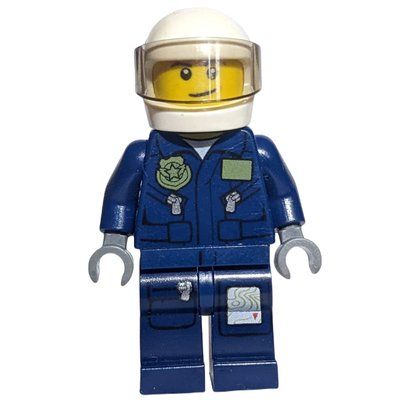 Figurine Policeman, Dark Blue Jacket with Pockets and Badge, White Helmet with Visor du set 60009