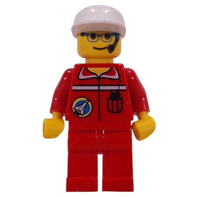 Figurine Space Port Ground Crew, Red Jumpsuit, White Cap, Headset and Glasses du set 6456