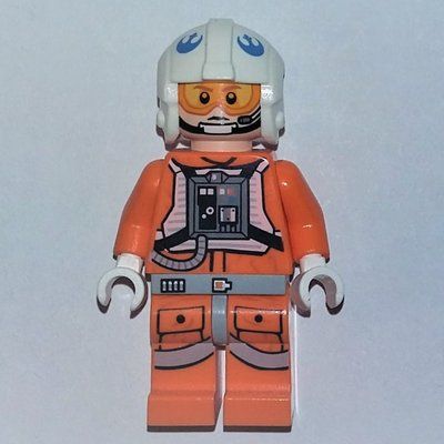 Figurine Rebel Pilot Snowspeeder, Orange Flight Suit, White Helmet, Orange and Yellow Visor du set 75056