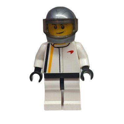 Minifigura Race Driver, White Torso, White Legs, Flat Silver Helmet, McLaren del set 75909