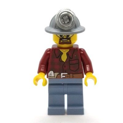 Figurine Miner, Dark Red Flannel Shirt, Mining Hat, Goatee Beard and Goggles du set 4200