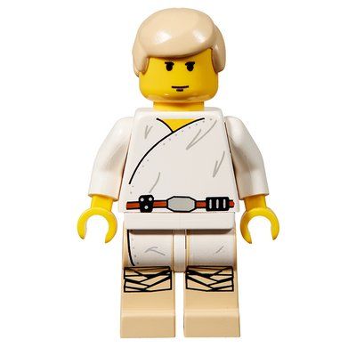 Minifigura Luke Skywalker, White Robe, Yellow Skin (3626b Head) del set 7110