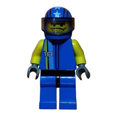 Minifigure Race Driver, Blue Torso, Blue Legs, Blue Helmet del set 4585
