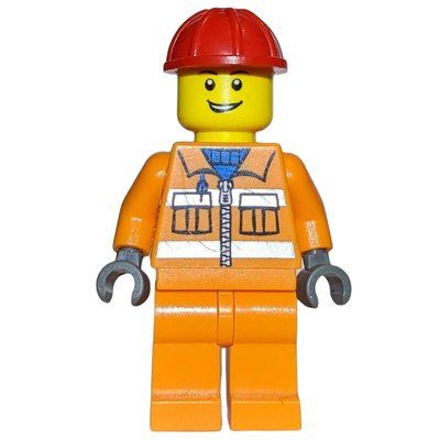 Minifigure Worker - Orange Torso, Orange Legs, Red Helmet del set 10657