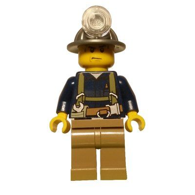 Figurine Miner, Dark Blue Shirt with Harness, Mining Hat, Sweat Drops du set 30152