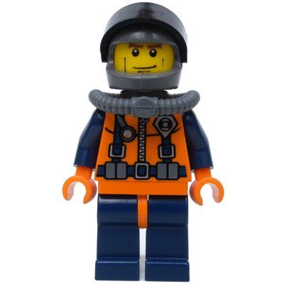 Figurine Coast Guard Diver, Orange Wetsuit with Coast Guard Badge, Dark Gray Helmet with Visor du set 7042