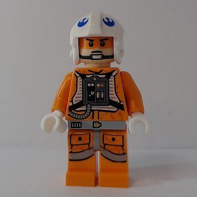 Figurine Rebel Pilot Snowspeeder, Orange Flight Suit, White Helmet, Orange Visor du set 75009