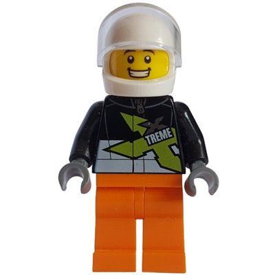 Minifigura Stunt Driver with Lime X del set 60146