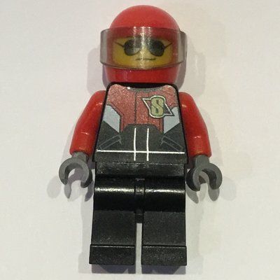 Figurine Pilot, Red, Black, and White Jumpsuit, Red Helmet with Visor, Sunglasses du set 60144
