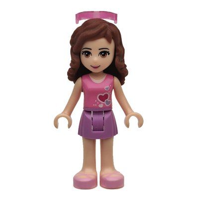 Minifigura Olivia - Dark Pink Top, Medium Lavender Skirt, Safety Goggles del set 41307