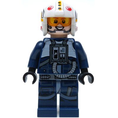 Minifigure Rebel Pilot Y-wing, Dark Blue Flight Suit, Red Rebel Insignia on Helmet del set 75162