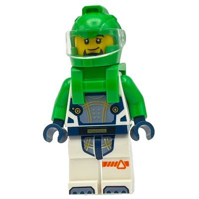 Figurine Astronaut, White Spacesuit, Bright Green Backpack and Helmet, Goatee du set 60432